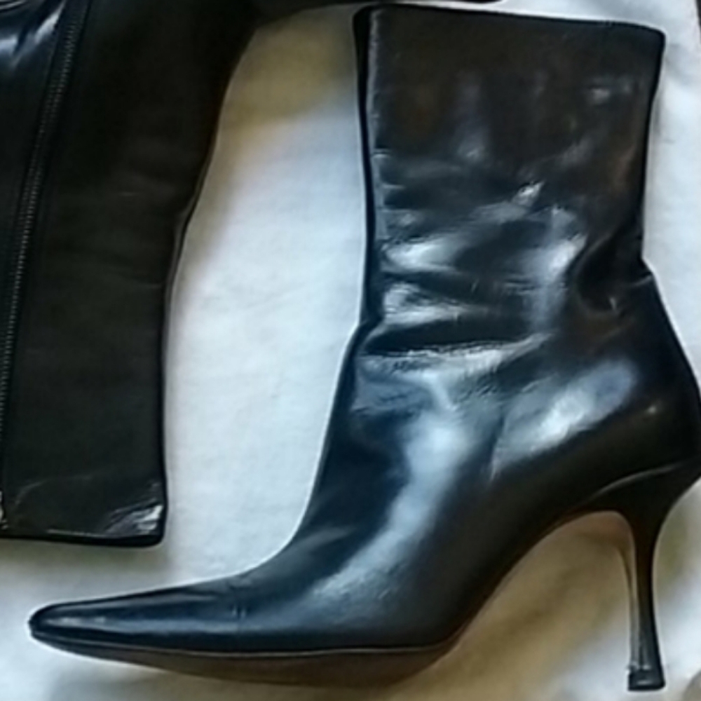 JIMMY CHOO Black Leather Boots - Picture 1 of 9
